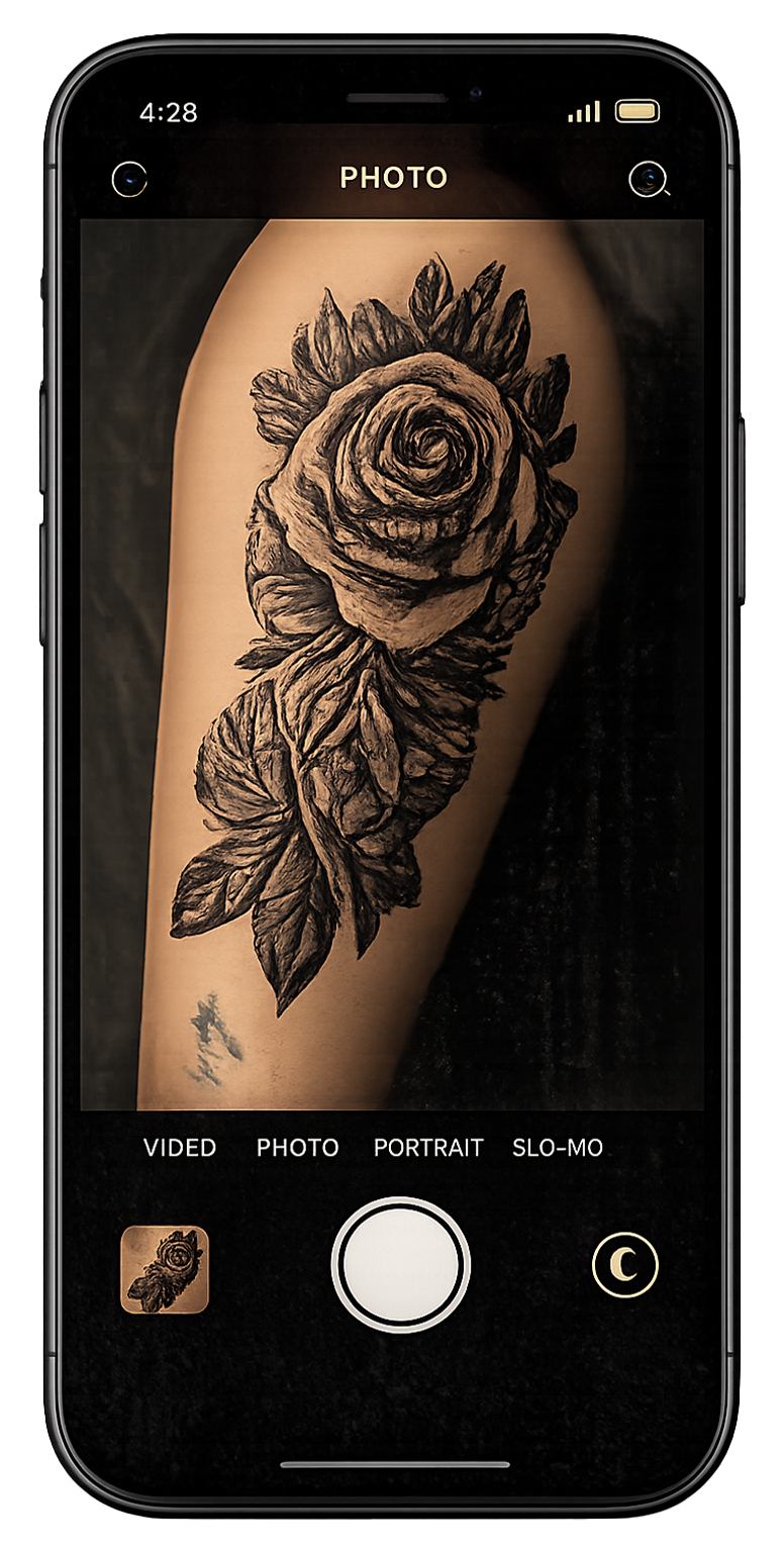 Tattoo marketing app capturing tattoo photo