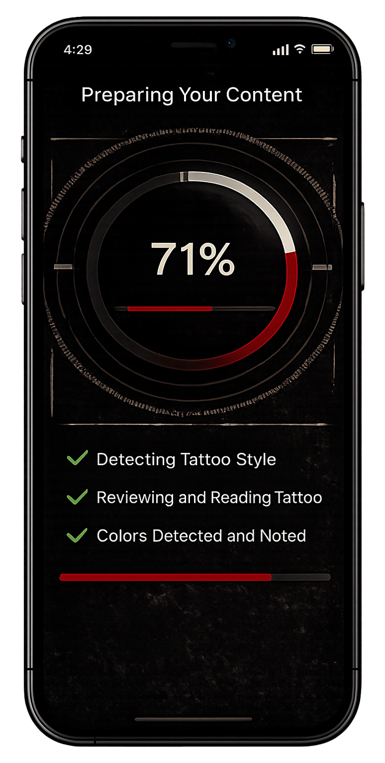 Tattoo AI analyzing completed tattoo